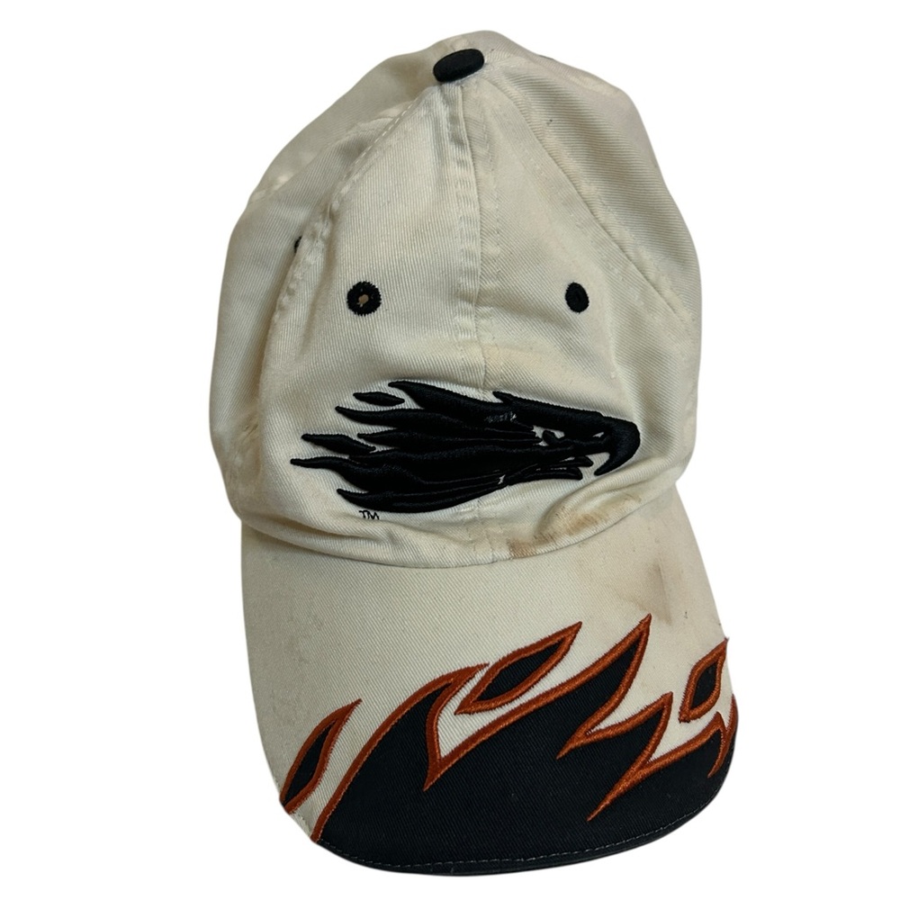 Vintage Harley-Davidson Racing Flame Hat Embroidered Black Orange White Cap